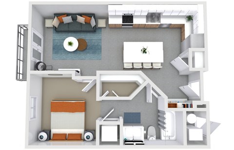Floor plan for 1 bed, 1 bath, 712 sqft